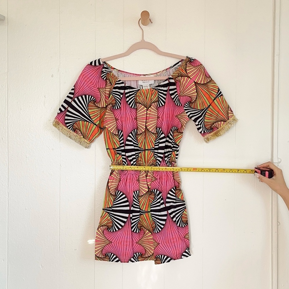 Kristina Mak Printed 60s Vibrant Pink Starburst Mini Dress - Picture 4 of 8